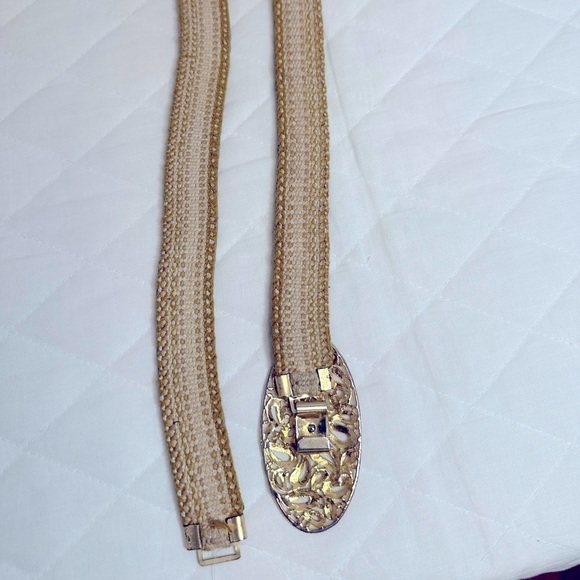 Womens Belt Black And Gold Shiny Flashy Adjustable Buckle Length 32”, Width 1” main image 5